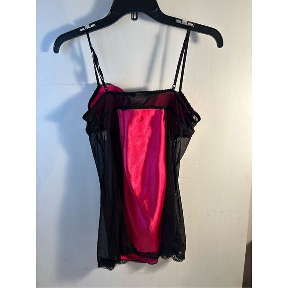 Linea Donatella sexy gown medium hot pink black lace rn#64211 - Picture 4 of 6